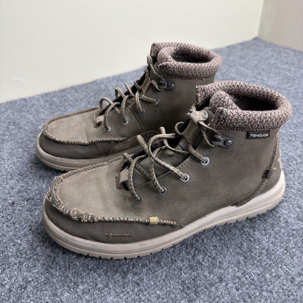 Heydude Boots Mens 9 Bradley Ankle Moc Toe Booties Heel Flats Brown Leather